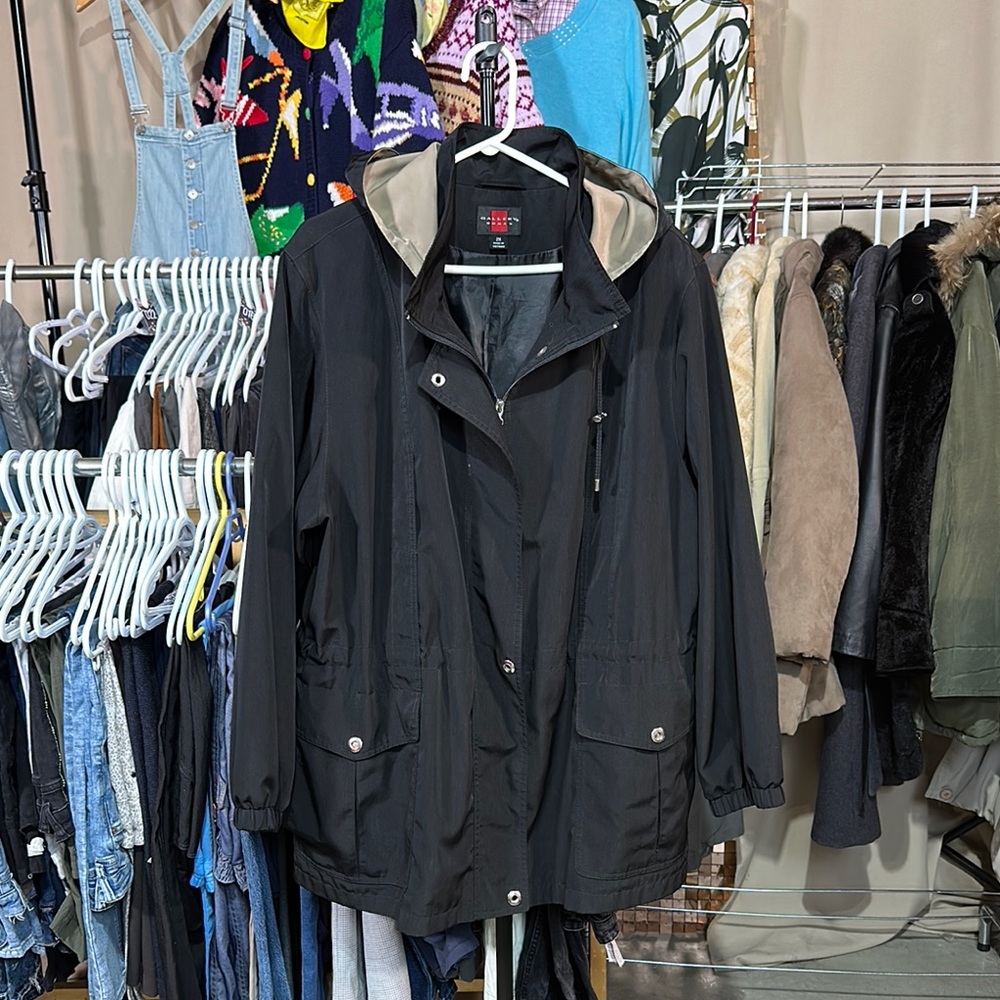 Gallery Black Utility Jacket with Hood Size 2X - Picture 1 of 11
